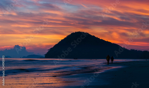 Morning light sea beach