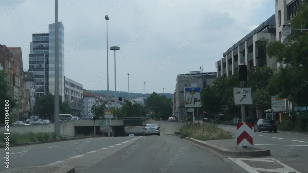 Drive in downtown Stuttgart on Holzstrasse on a Sunday afternoon with no traffic Drive in downtown Stuttgart on Holzstrasse on a Sunday afternoon with no traffic