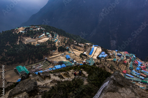 Landscape view of Namche Bazaar. Sagarmatha (Everest) National Park, Nepal. © The Walker