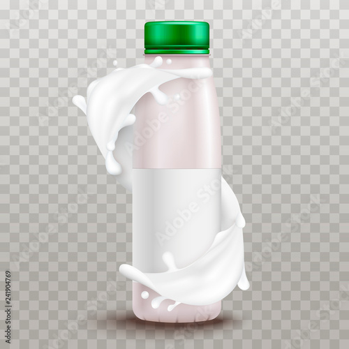 Yogurt.Plastic bottle.Banner.Realistic.Vector illustration