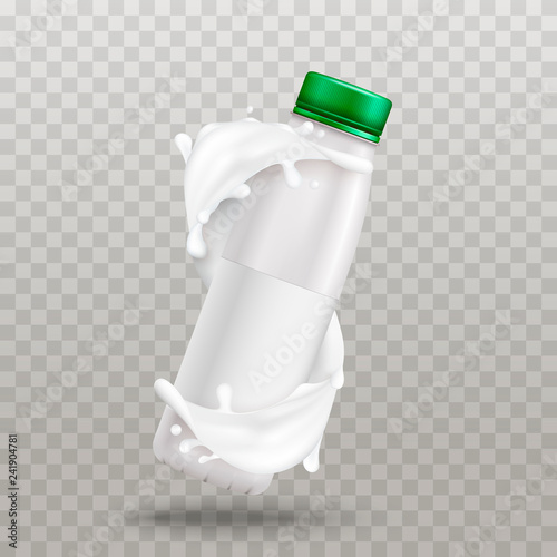 Yogurt.Plastic bottle.Banner.Realistic.Vector illustration