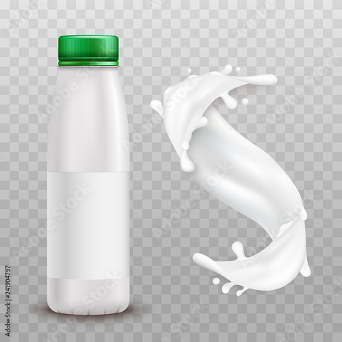 Yogurt.Plastic bottle.Banner.Realistic.Vector illustration