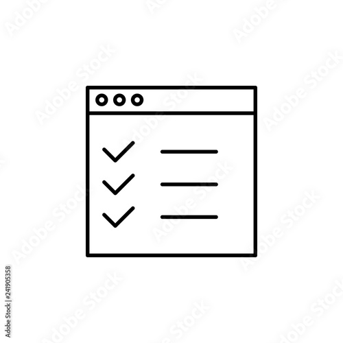 checklist, checkmark icon. Simple outline vector of Web Design Development set icons for UI and UX, website or mobile application