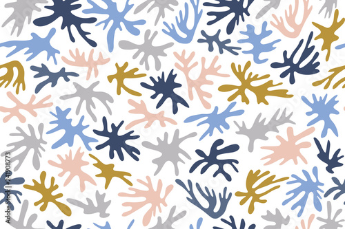 Seamless pattern with abstract spots and blots. Abstract background for design textiles, paper, wallpaper