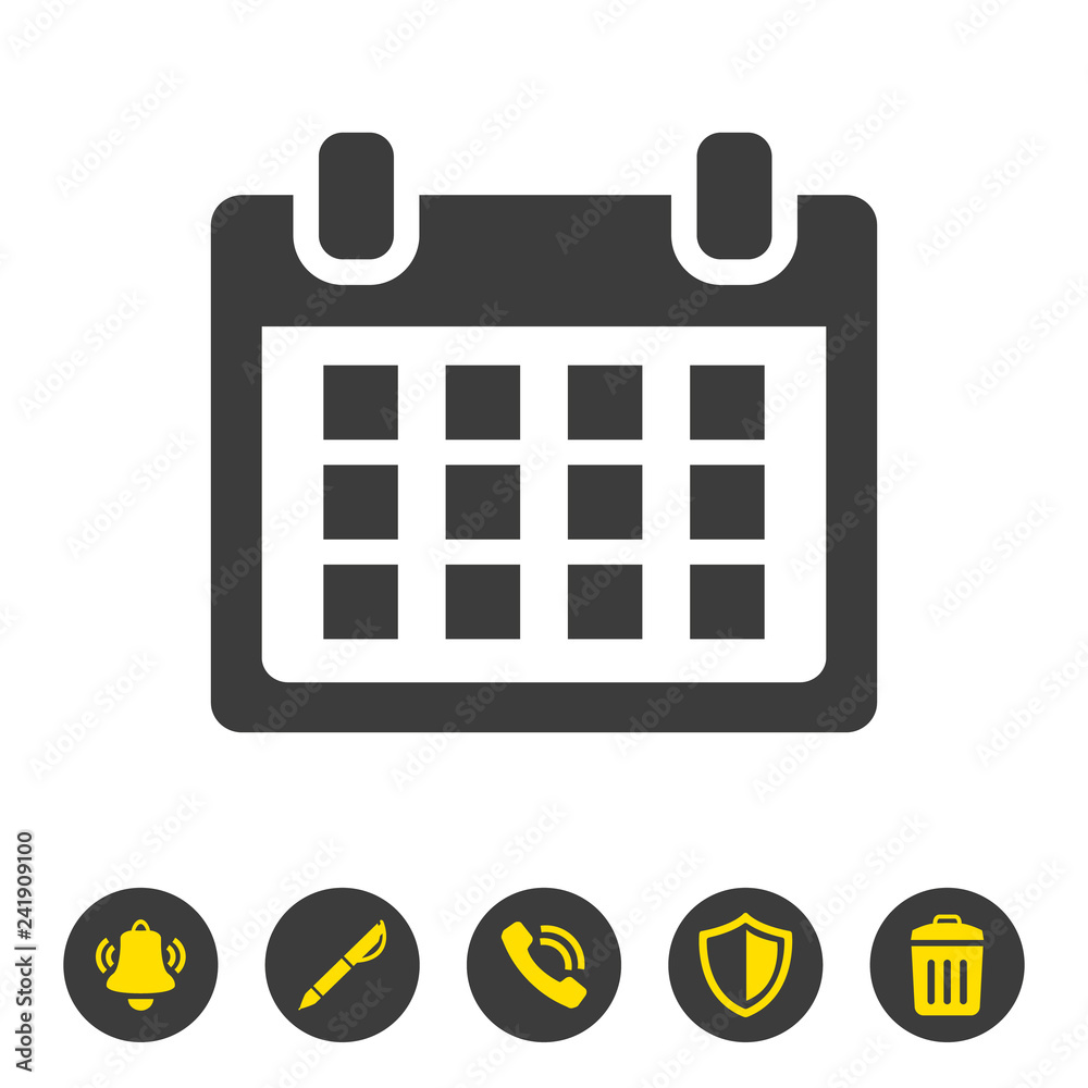 Flat calendar icon on white background. Flat calendar icon on white background.