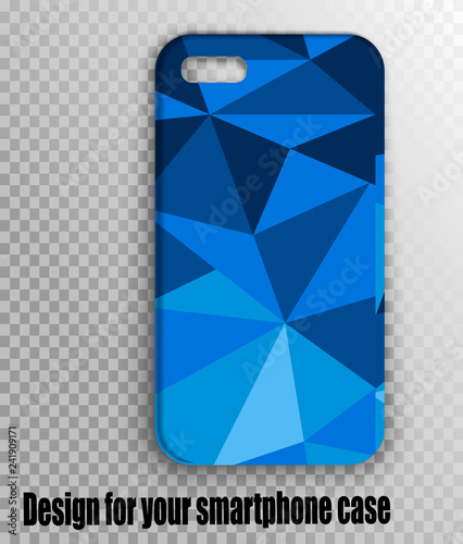Vector illustration for phone case. Stylish print for the cover - blue polygo...