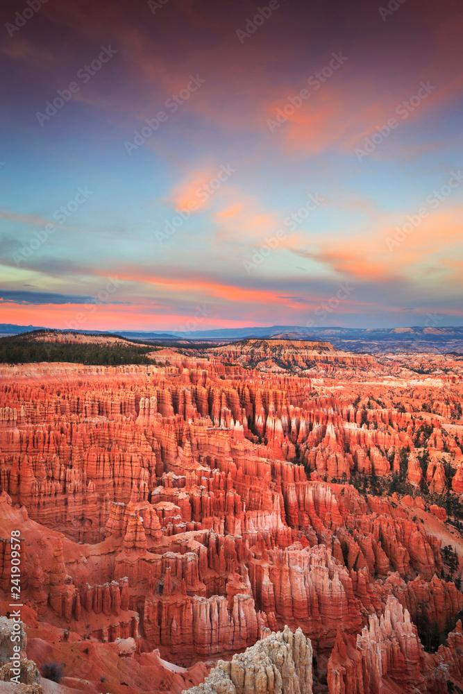 Brilliant Sunset at Bryce Canyon National Park at Inspiration Point Overlook