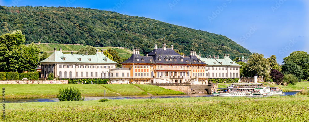 Schloss Pillnitz in Dresden mit Raddampfer