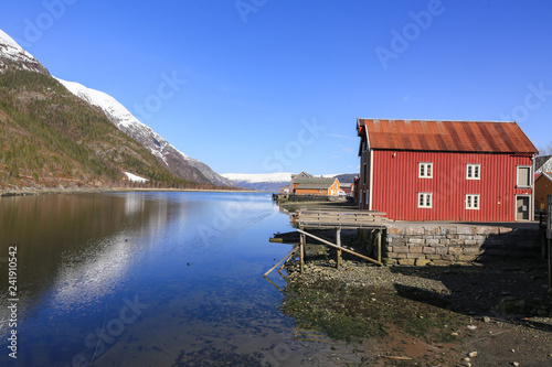 Old Village by the river Vefsna in Vefsn  municipality, Nortdland county photo