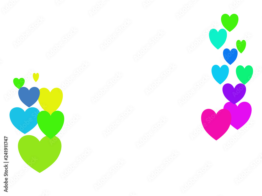 Grüne,rosa,blaue herzen auf weißem Hintergrund Grüne,rosa,blaue herzen auf weißem Hintergrund
