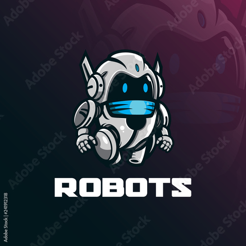 robot mascot logo design vector with modern illustration concept style for badge, emblem and tshirt printing. funny robot illustration.