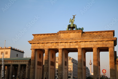 Sunset at the Brandenburg Gate in Berlin, Germany photo