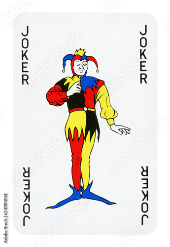 Joker playing card - isolated on white (clipping path included)