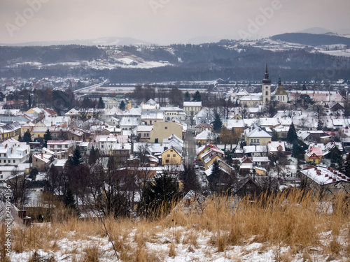 View of Town Stary Sacz in winter. Poland.