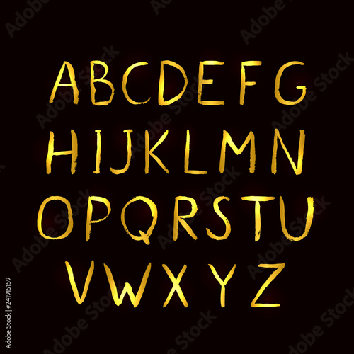 Education poster with hand drawn Latin uppercase golden letters