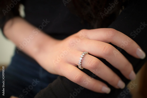 hand with diamond ring
