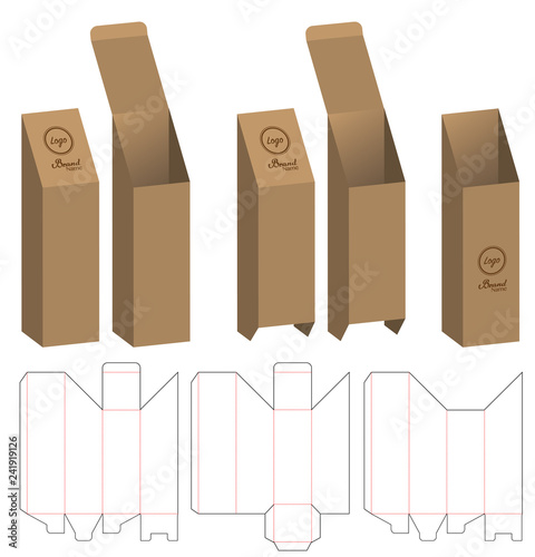 Box packaging die cut template design. 3d mock-up