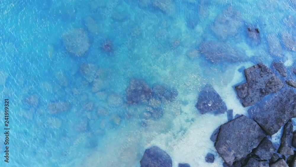Aerial View Looking down over the Ocean and Waves Aerial View Looking down over the Ocean and Waves