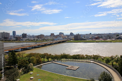 新潟りゅーとぴあ屋上から見た新潟市街風景