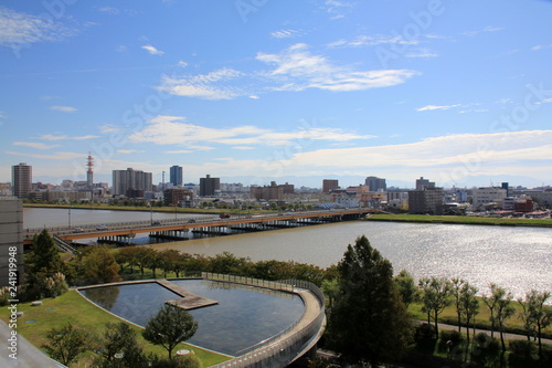 新潟りゅーとぴあ屋上から見た新潟市街風景