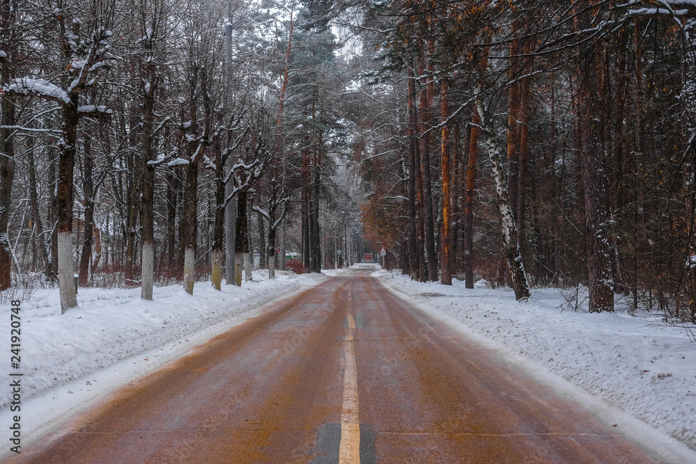 Landscape with the image of a winter road Landscape with the image of a winter road