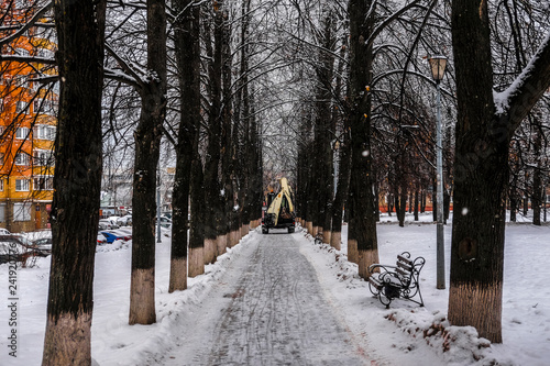 Chehov, Russia - December, 16, 2019: winter in Chehov city in Russia