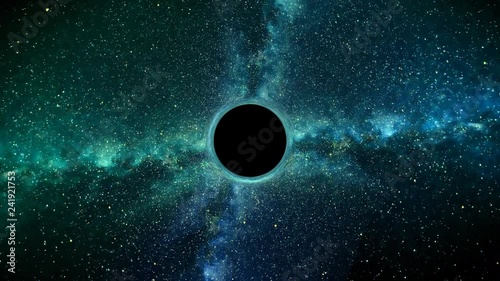 CGI Depiction of Space Flight Towards a Black Hole