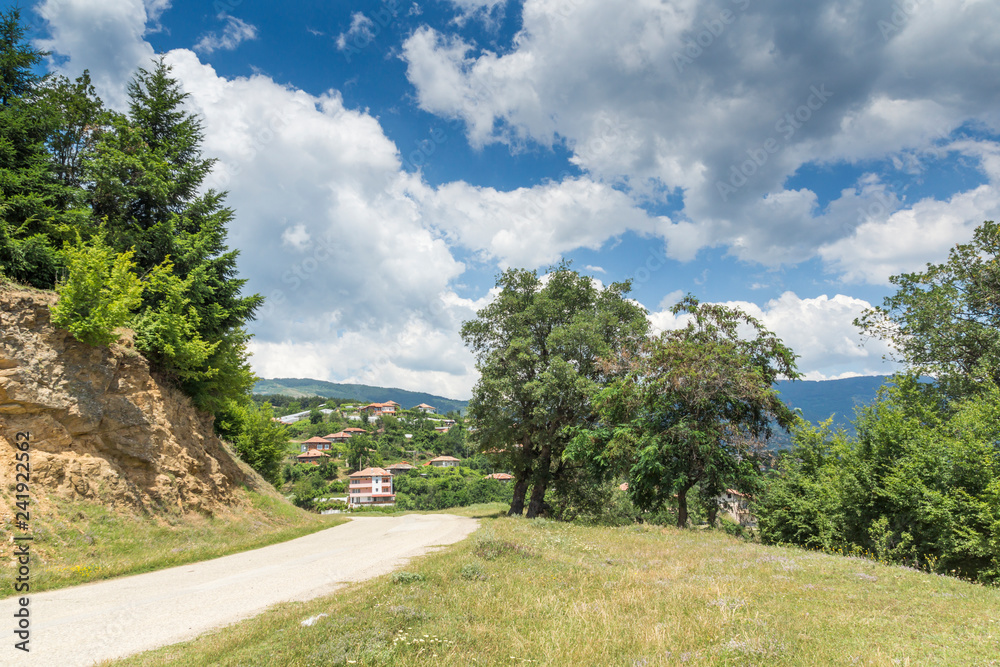 Panorama with village of Gega and Ograzhden Mountain, Blagoevgrad Region, Bulgaria