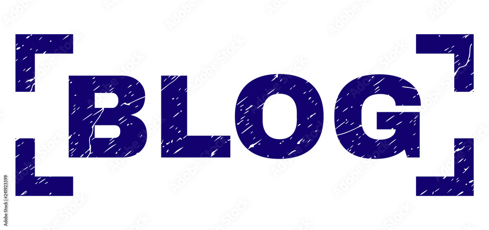 BLOG text seal print with corroded style. Text title is placed inside corners. Blue vector rubber print of BLOG with corroded texture. BLOG text seal print with corroded style. Text title is placed inside corners. Blue vector rubber print of BLOG with corroded texture.