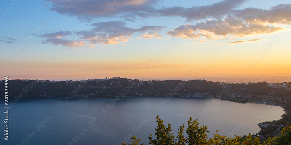 Lake Albano - crater lake in the Alban Hills, southeast of Rome, Italy