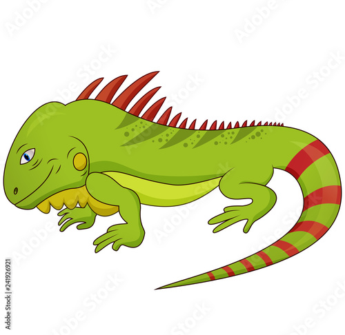 Cartoon Illustration of Funny Iguana Lizard Reptile Animal Character