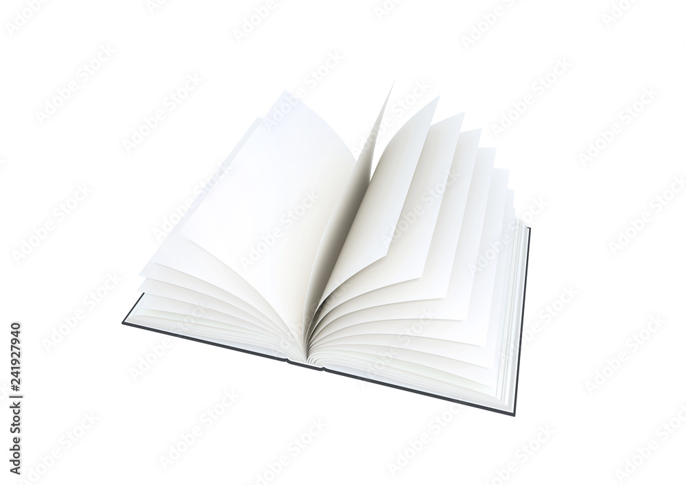 Open blank book on white background. Open blank book on white background.