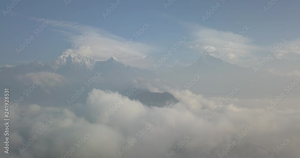 Machapuchare mountain Fishtail in Himalayas range Nepal from air 4K Machapuchare mountain Fishtail in Himalayas range Nepal from air 4K