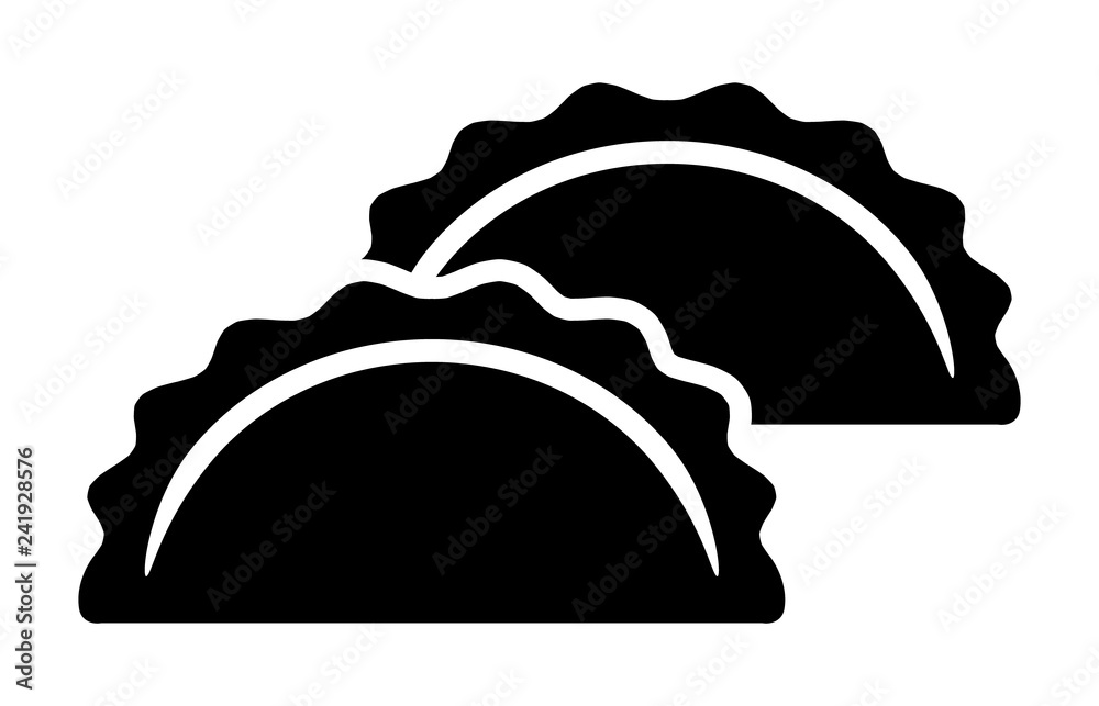 Two dumplings, potstickers or jiaozi flat vector icon for food apps and websites