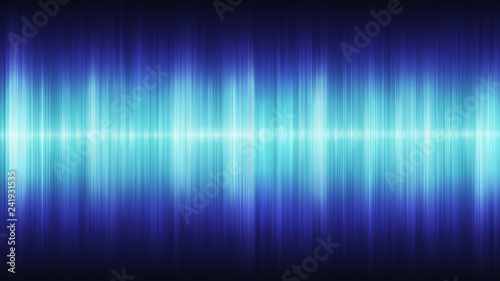 Glowing blue cosmic sound waves on a black background