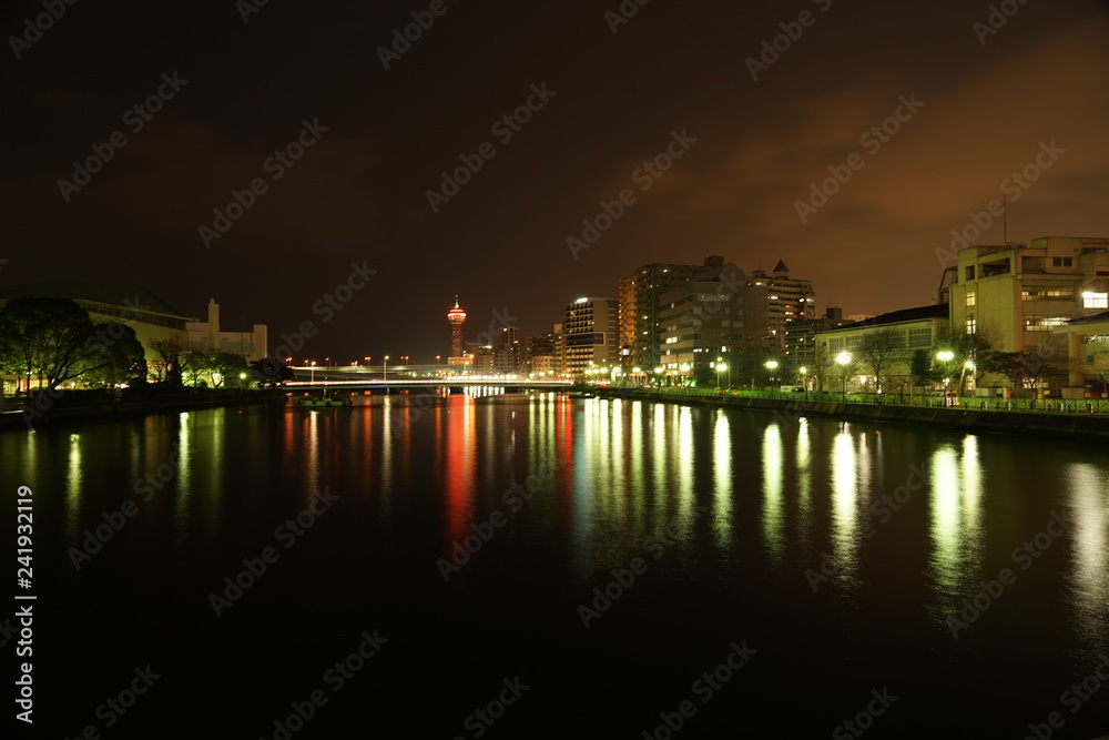 福岡市　天神　ベイサイドエリア　夜景風景