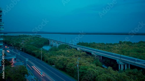 Evening Timelapse in La Boquilla Just Outside Cartagena Overlooking Highway 90A, Which Connects Barranquilla And Cartagena in Colombia photo