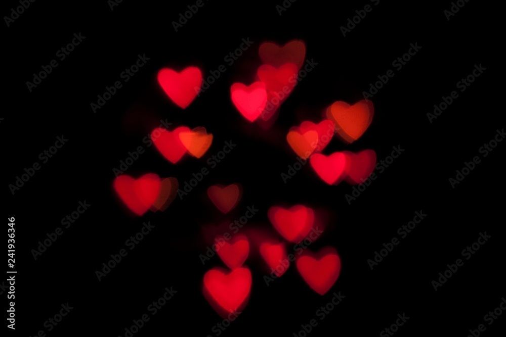 Blurred hearts. Valentines day background. selective focus