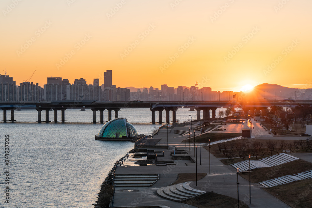 Sunrise at han river,Seoul south korea.