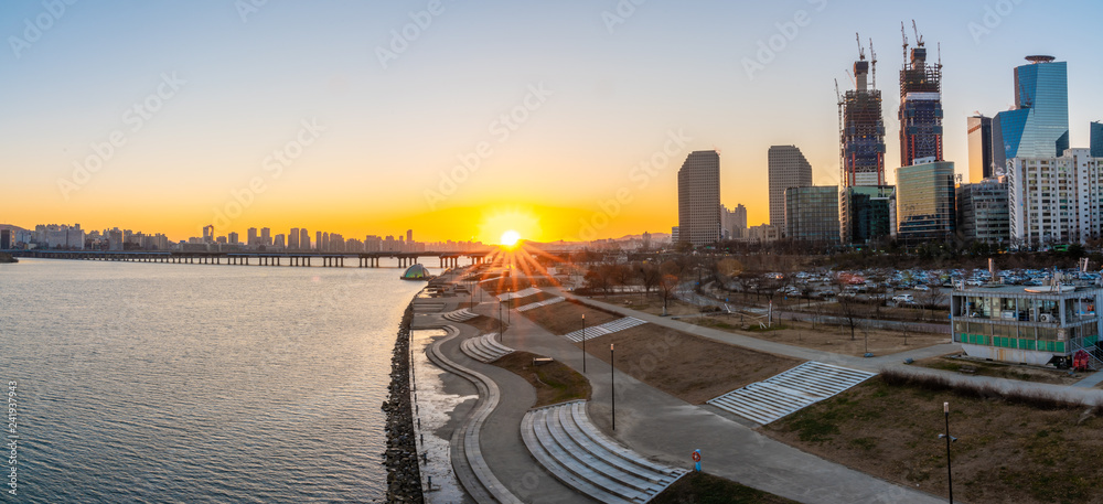 Sunrise at han river,Seoul south korea.