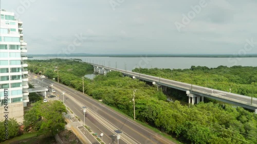 Timelapse in La Boquilla, Cartagena Overlooking The Tesca Swamp And Highway 90A, Which Connects Barranquilla And Cartagena. photo