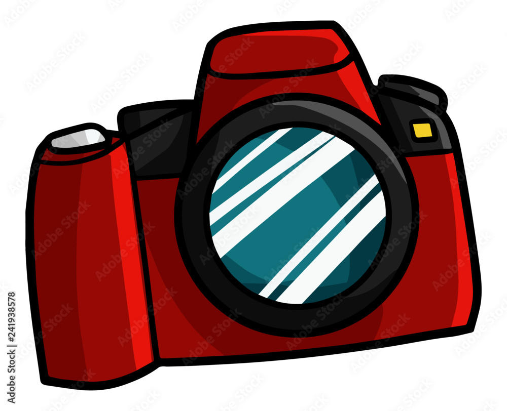 Funny and cool red DSLR camera for your holiday - vector Stock Vector |  Adobe Stock