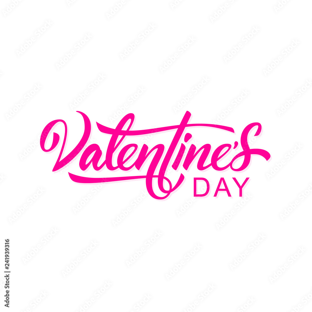 Hand lettering Valentines Day isolated on white background. Vector Illustration - Vector