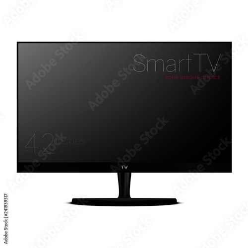 Monitor or Smart TV mockup isolated on white background. Vector Illustration