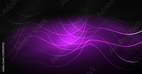 Neon lines wave background. Abstract composition