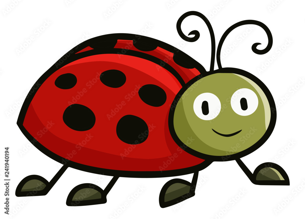 Fototapeta premium Funny and cute red ladybug smliing - vector