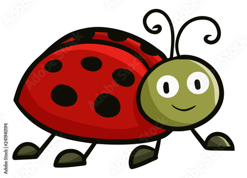 Funny and cute red ladybug smliing - vector