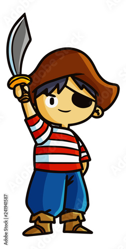 Funny and cute pirate boy - vector