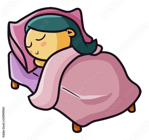 Cute and funny girl sleeping calmly - vector