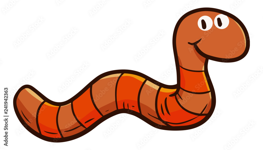 Naklejka premium Funny and cute orange worm